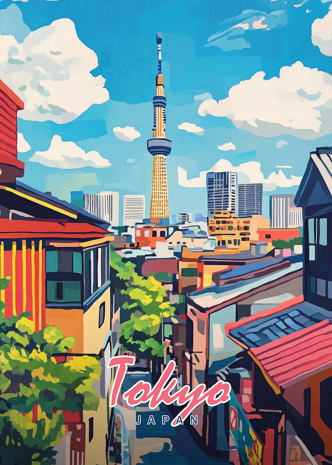 Tokyo Skyline Painting