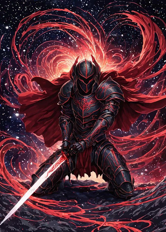 Dark Knight in Red Nebula