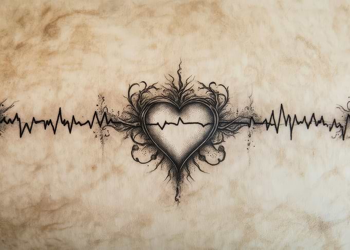 Heart with EKG Line