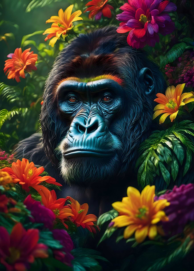Gorilla in Flowers