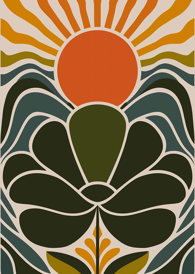 Retro Sun & Flower