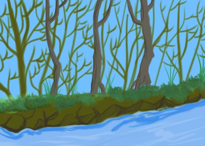 Riverbank with Trees