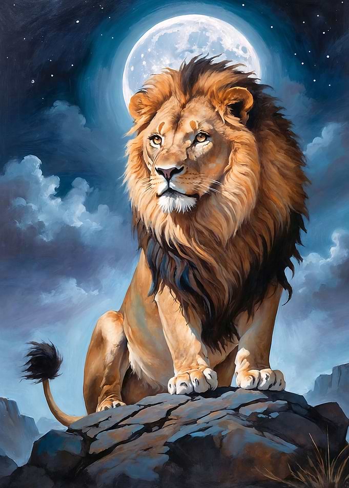 Lion Under Moonlight
