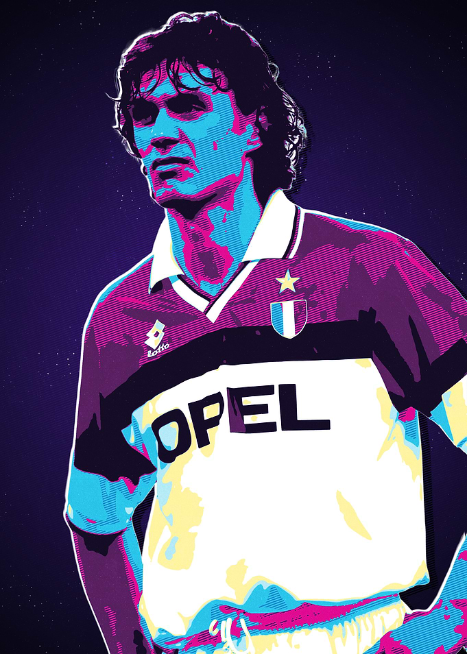 Roberto Baggio Retro Football Art