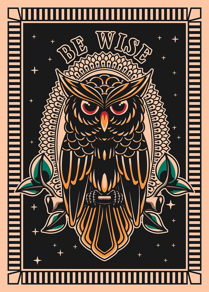 Wise Owl Tattoo Design