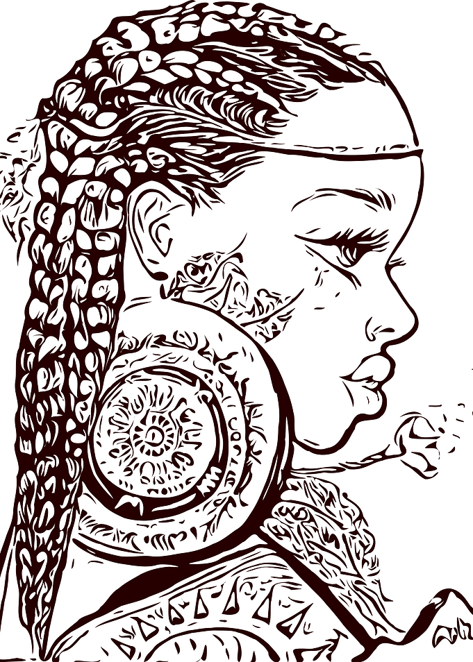Woman with Braids and Earring