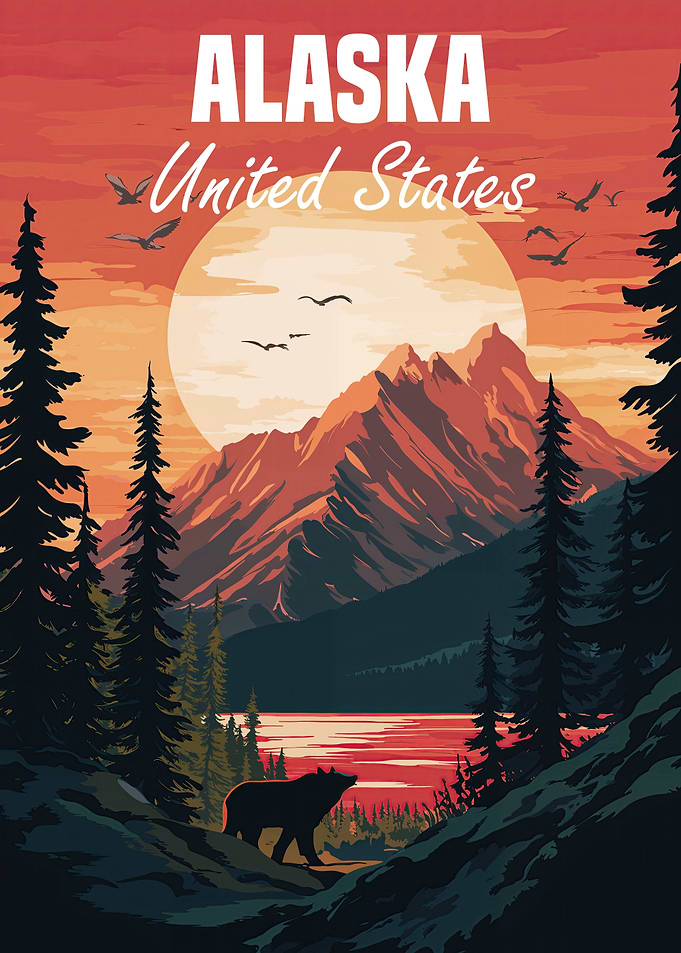 Alaska Mountain Sunset Poster