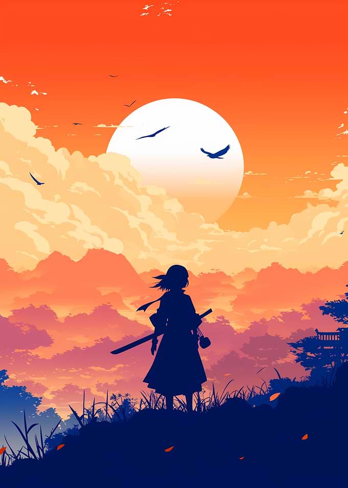 Silhouette Samurai Sunset