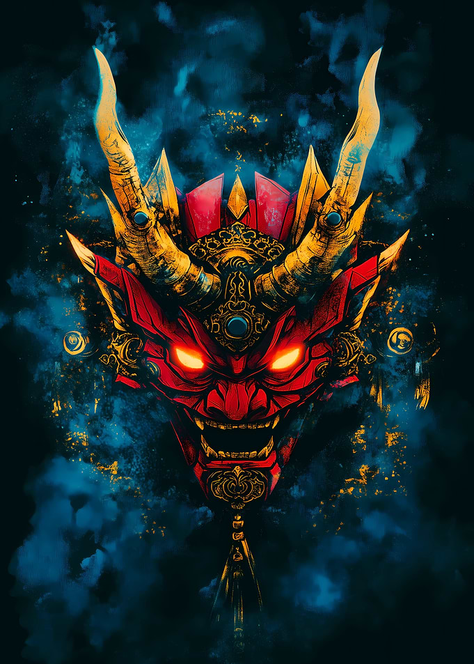 Infernal Oni Mask Digital Art