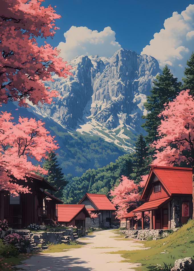 Japanese Village in Mountains