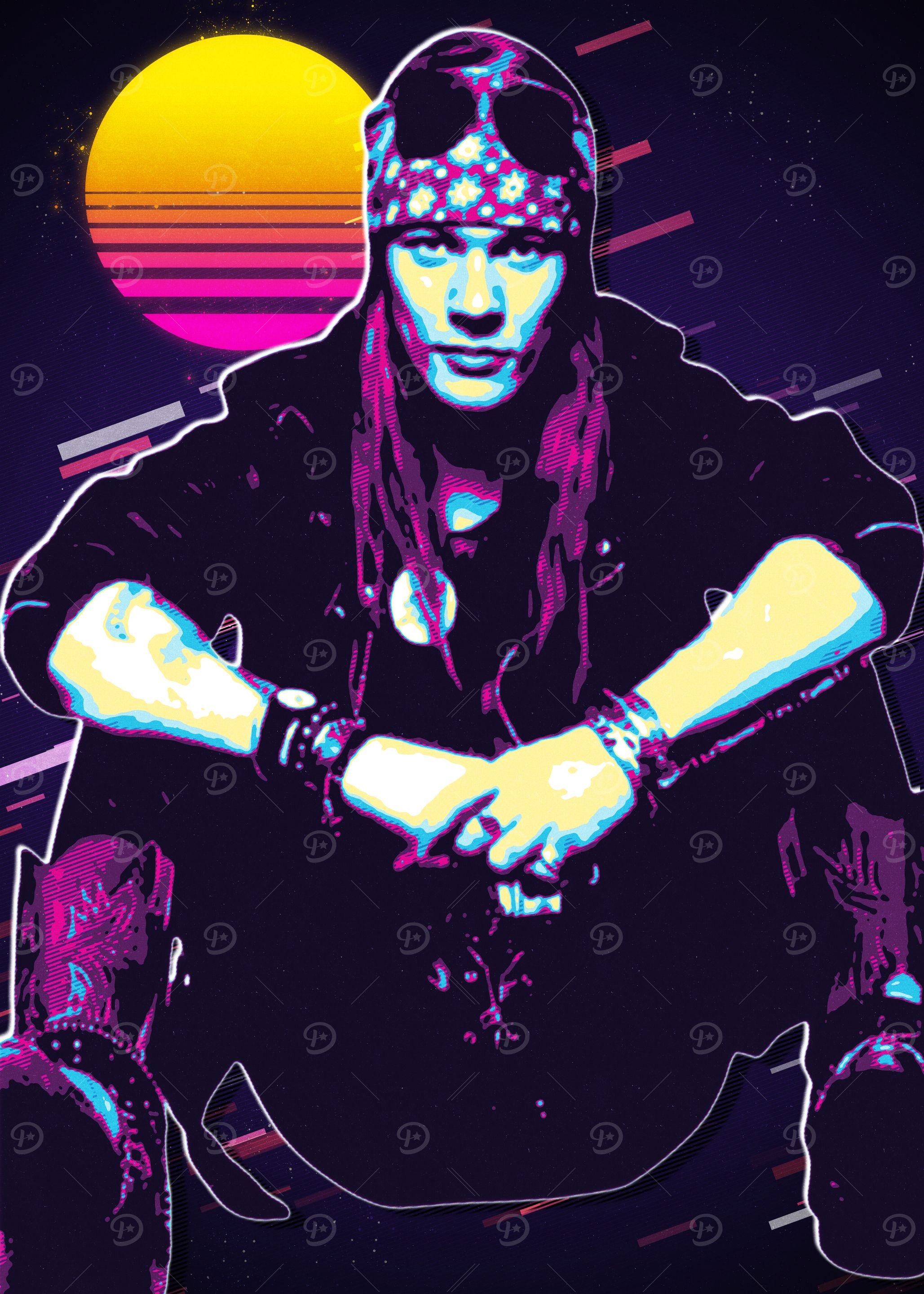 Guns N Roses Axl Rose 80s Retro Art