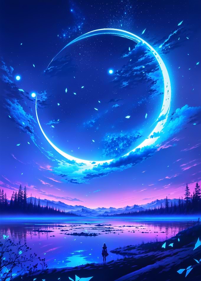 Anime Crescent Moon Night