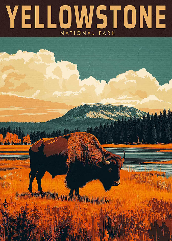 Yellowstone National Park Vintage Poster