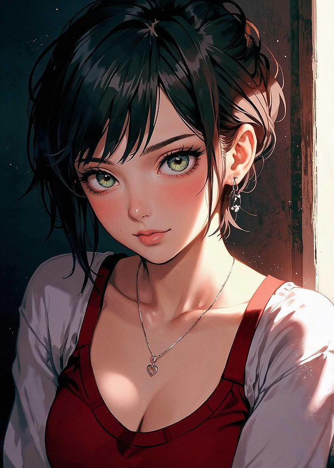 Anime Girl with Green Eyes - Eva