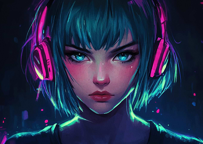 Anime Girl with Headphones