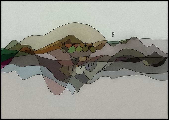 Abstract Landscape with Green Circles