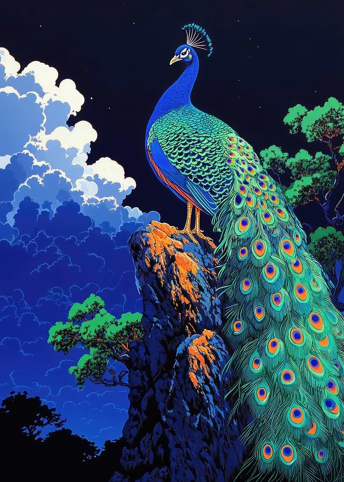 Peacock on a Cliff