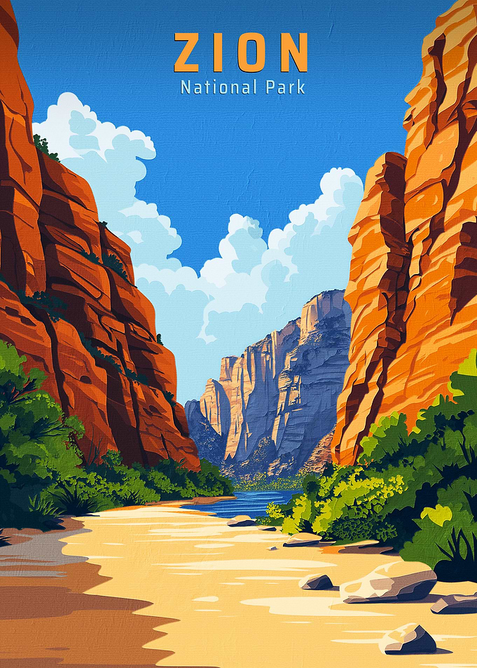 Zion National Park Vintage Travel Poster