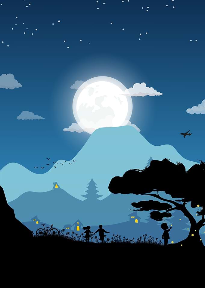 Nighttime Landscape with Children