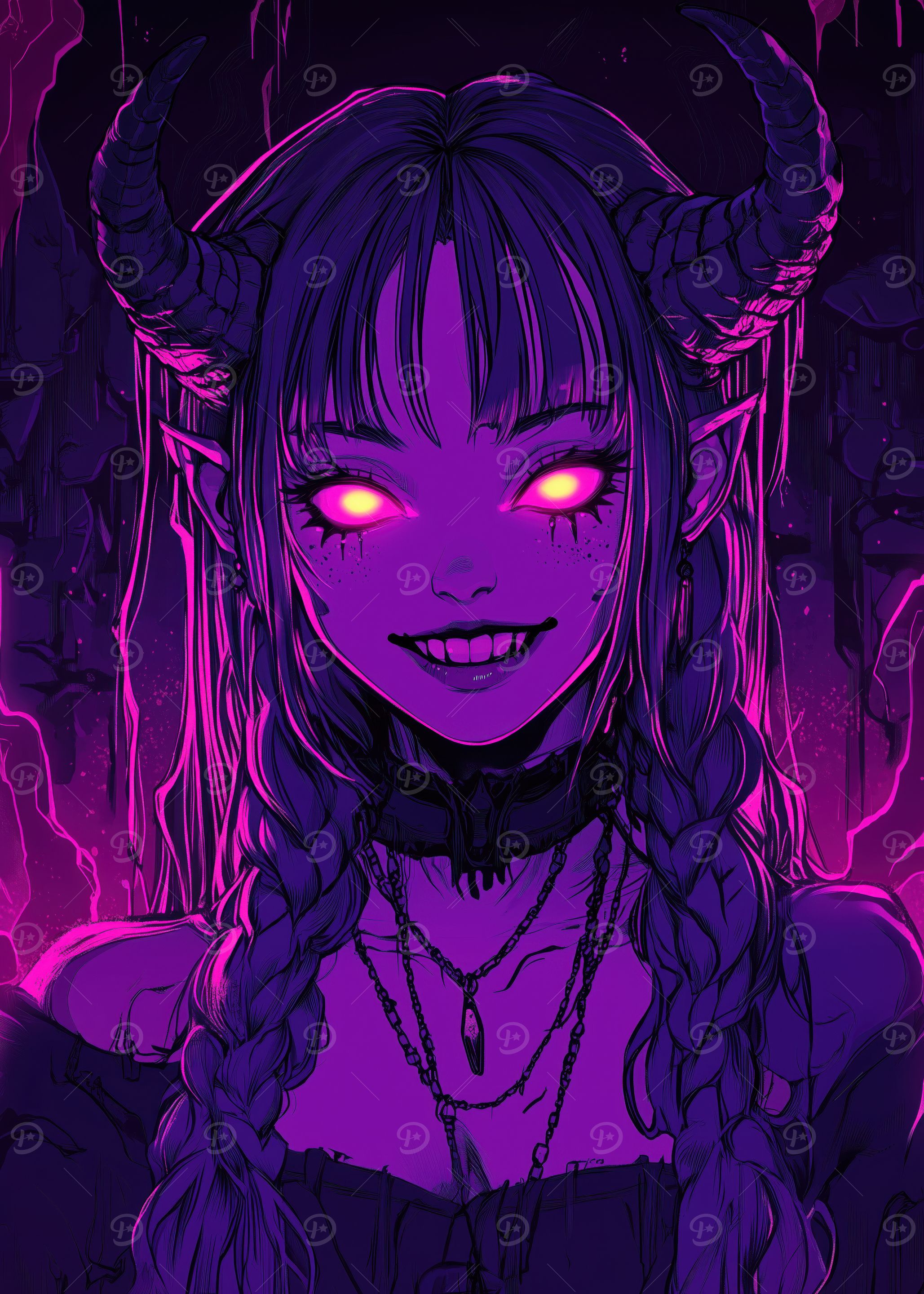 Demon Girl with Horns