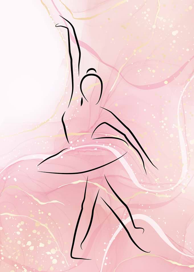 Ballet Dancer Line Art Pink