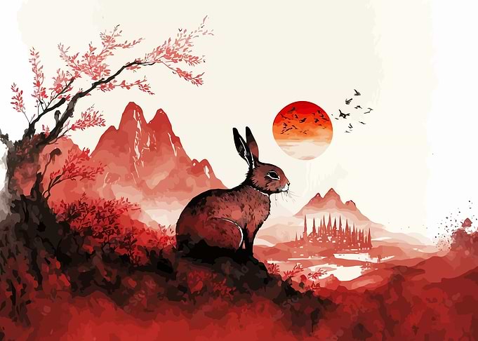 Red Sunset Rabbit
