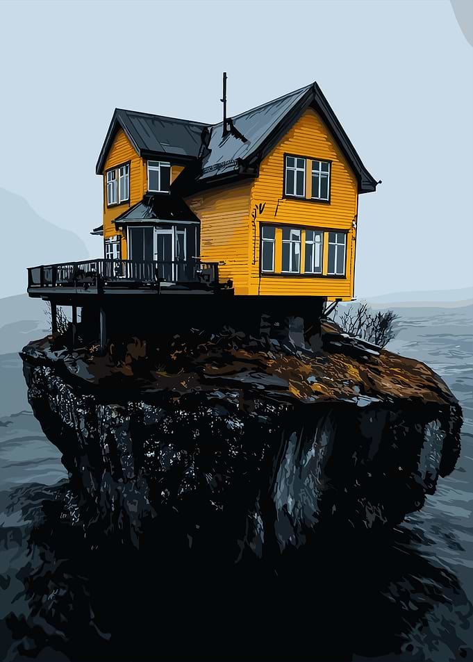 Yellow House on a Cliff