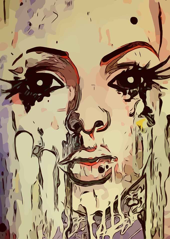 Abstract Portrait with Dripping Paint