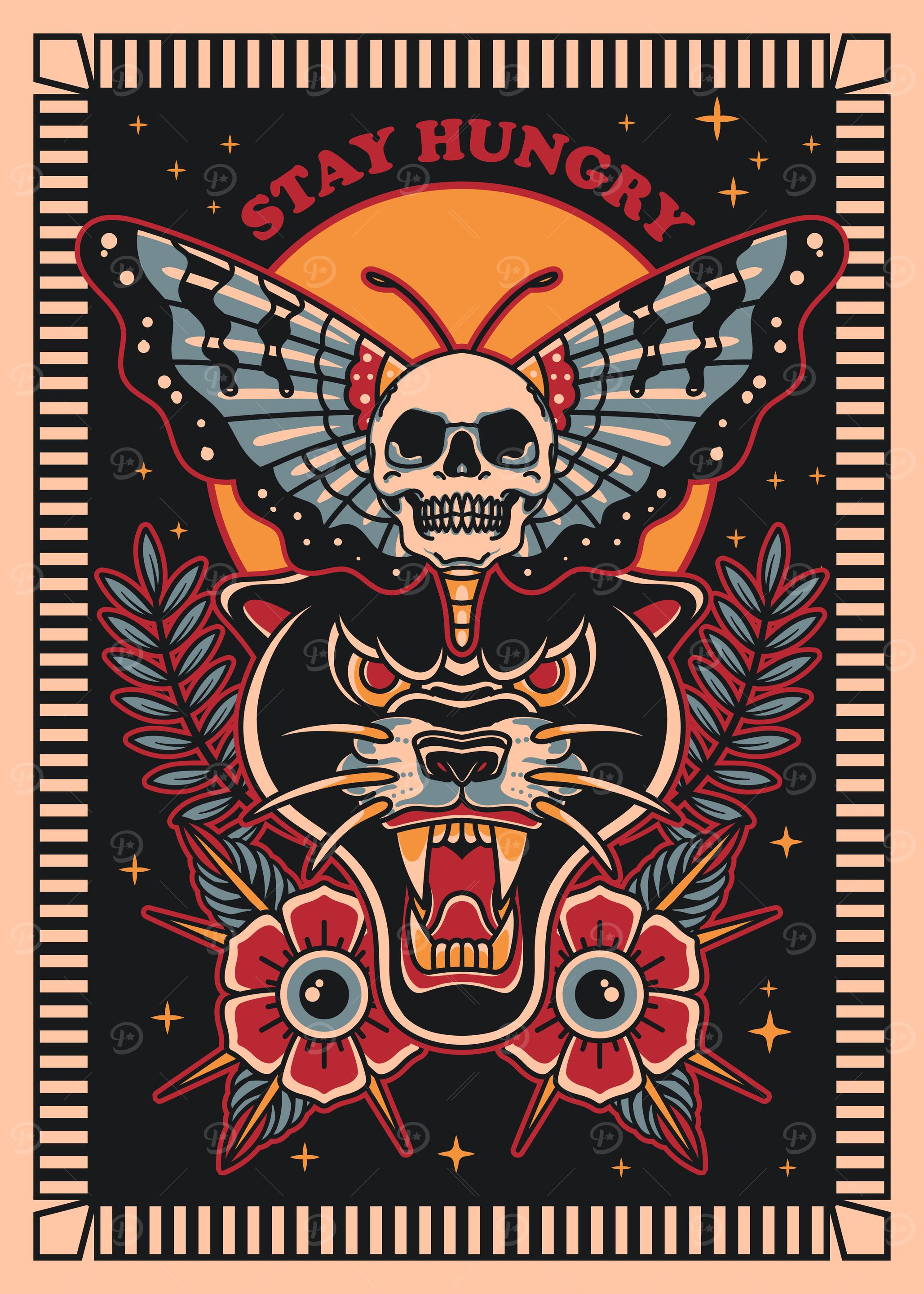 Panther Skull Tattoo Art