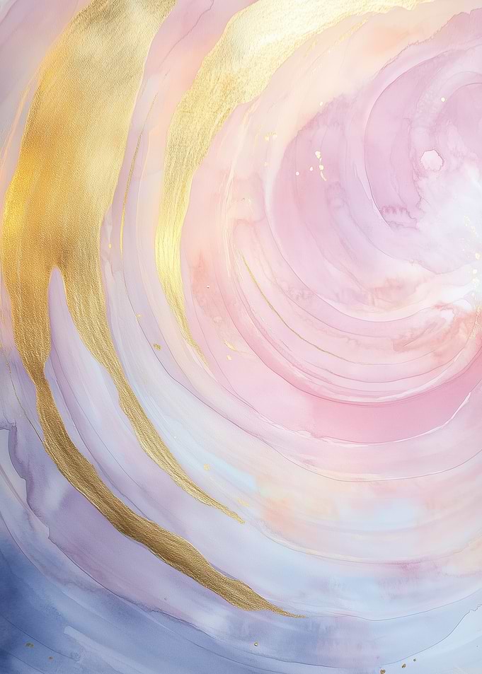 Abstract Gold & Pink Swirls