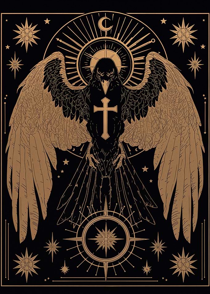 Raven with Cross and Stars