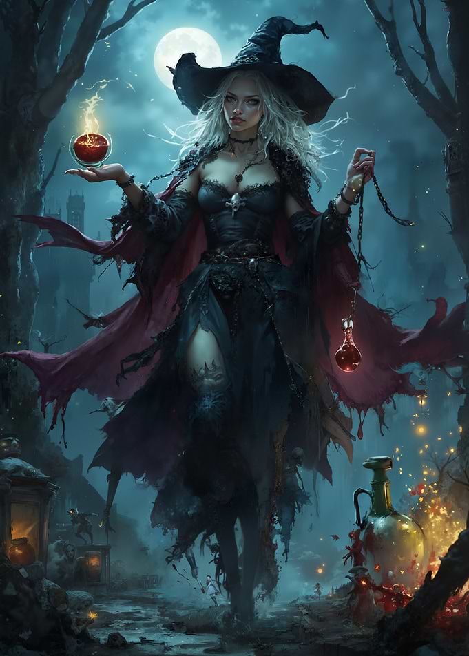 Dark Witch with Potions
