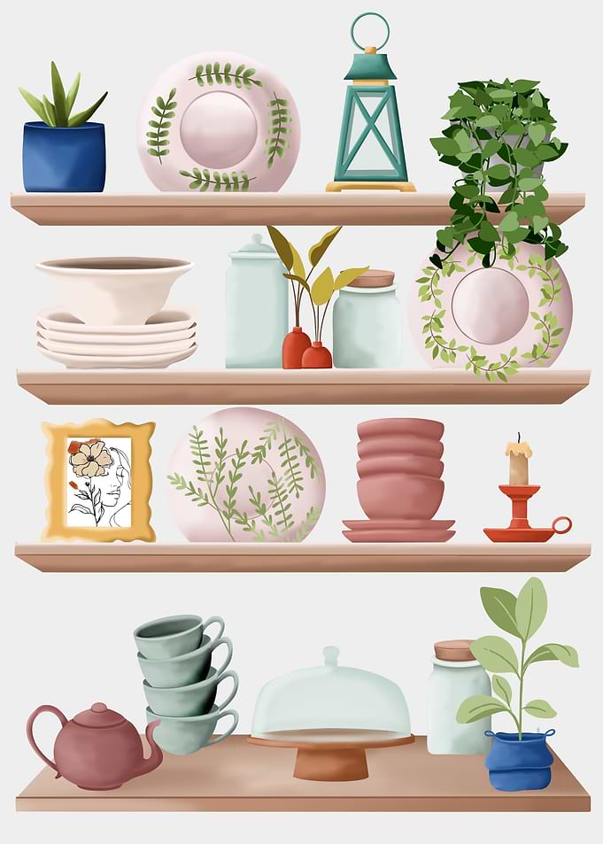 Rustic Kitchen Shelf Decor