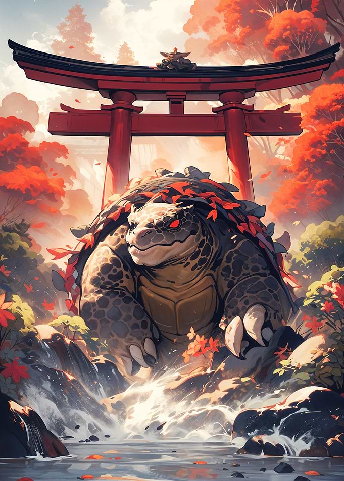 Giant Turtle at Torii Gate