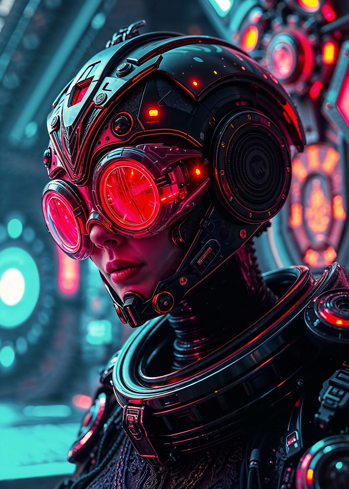 Guardian of the Grid Cyberpunk Female in Helmet