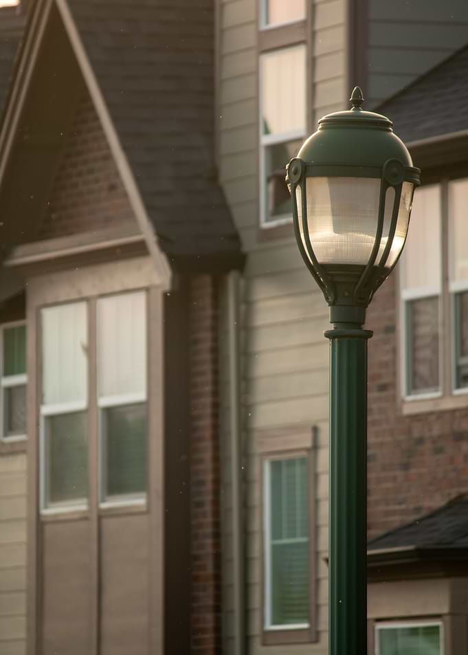 Street Lamp in Front of Houses