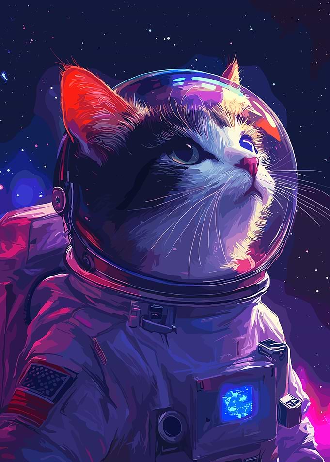 Cat Astronaut in Space