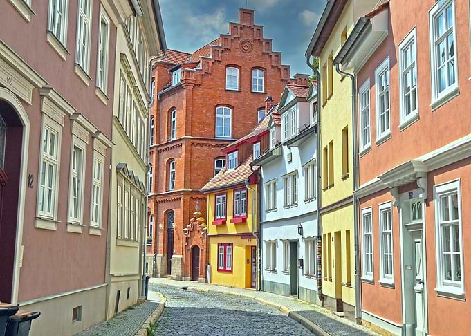 Cobblestone Street in Erfurt, Germany