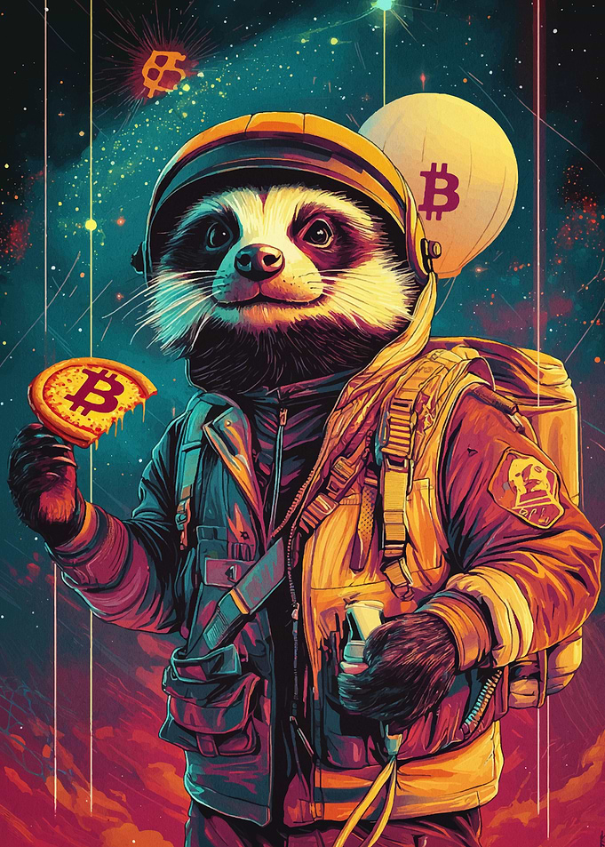 Space Raccoon with Bitcoin
