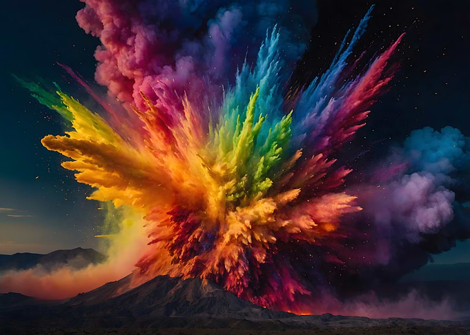 Rainbow Volcano Eruption