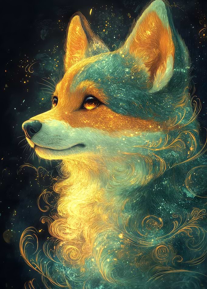 Golden Corgy Dog Portrait