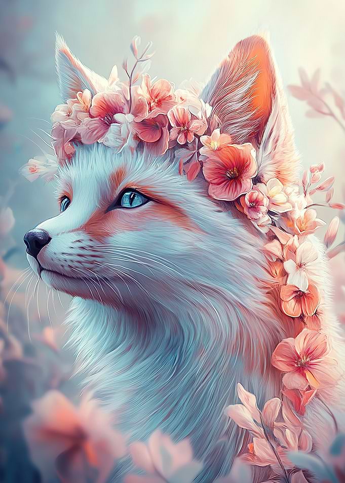Fox with Flower Crown