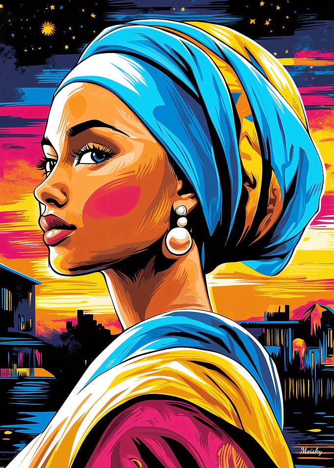 Pop Art Vision of Girl with a Pearl Earring