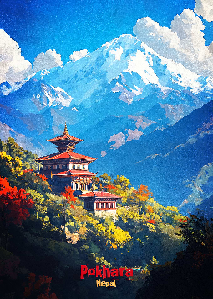 Pokhara Nepal Art Poster