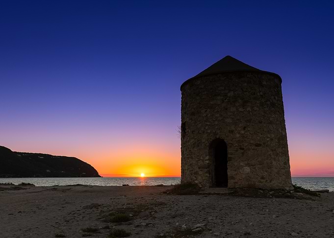 Stone Windmill Sunset