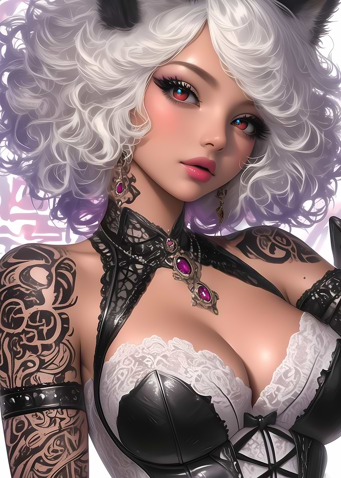 Anime Girl with White Hair Gaming