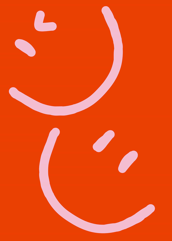 Pink smiley face poster, Pink Orange preppy prints, fun smileys wall art, preppy pink college decor, indie room decor, room decor for teens