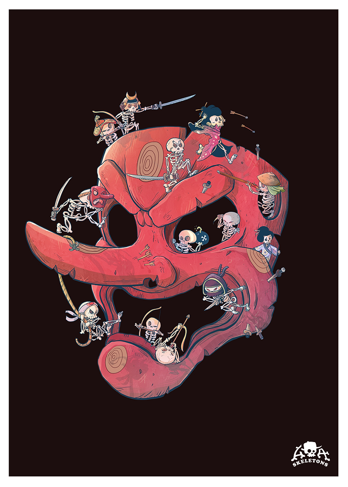 Skeleton Tengu Mask war