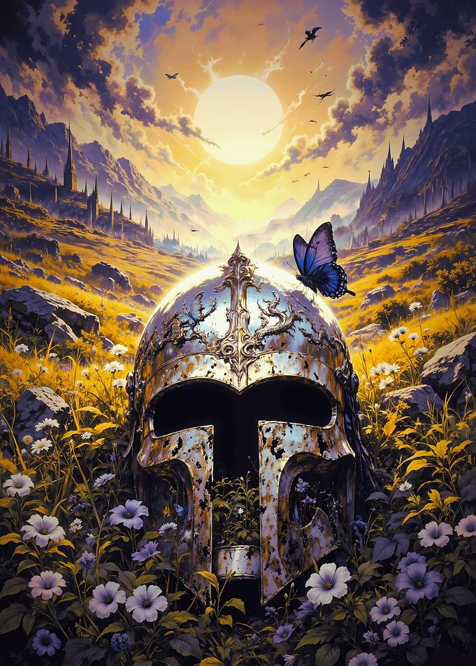 Forgotten Glory: Silver Sentinel Amid Wildflowers