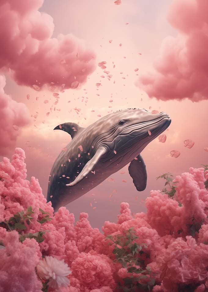 Dolphin in Pink Clouds